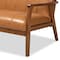 Baxton Studio Nikko Mid-century Modern Tan Faux Leather and Walnut Brown finished Wood Loveseat 175-10975-Zoro - alternate 6